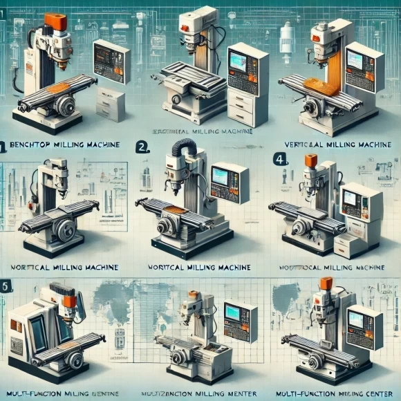 инфографика, показывающая разные типы фрезерных станков
