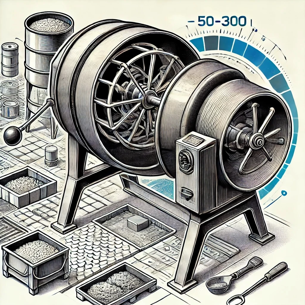  изображение гравитационной бетономешалки в действии, демонстрирующее принцип её работы и применение на небольшом строительном участке.