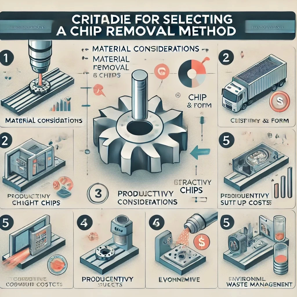 изображение, иллюстрирующее критерии выбора метода стружкоудаления. 