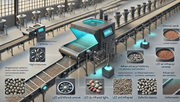иллюстрация, показывающая принцип работы оптических сортировщиков семян.