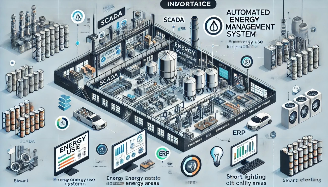 преимущества автоматизированного управления для энергоэффективного производства, включая системы SCADA, мониторинг данных, интеллектуальное освещение и оптимизацию работы оборудования