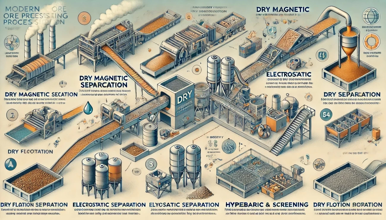 изображение, на котором представлены современные методы сухой переработки руды