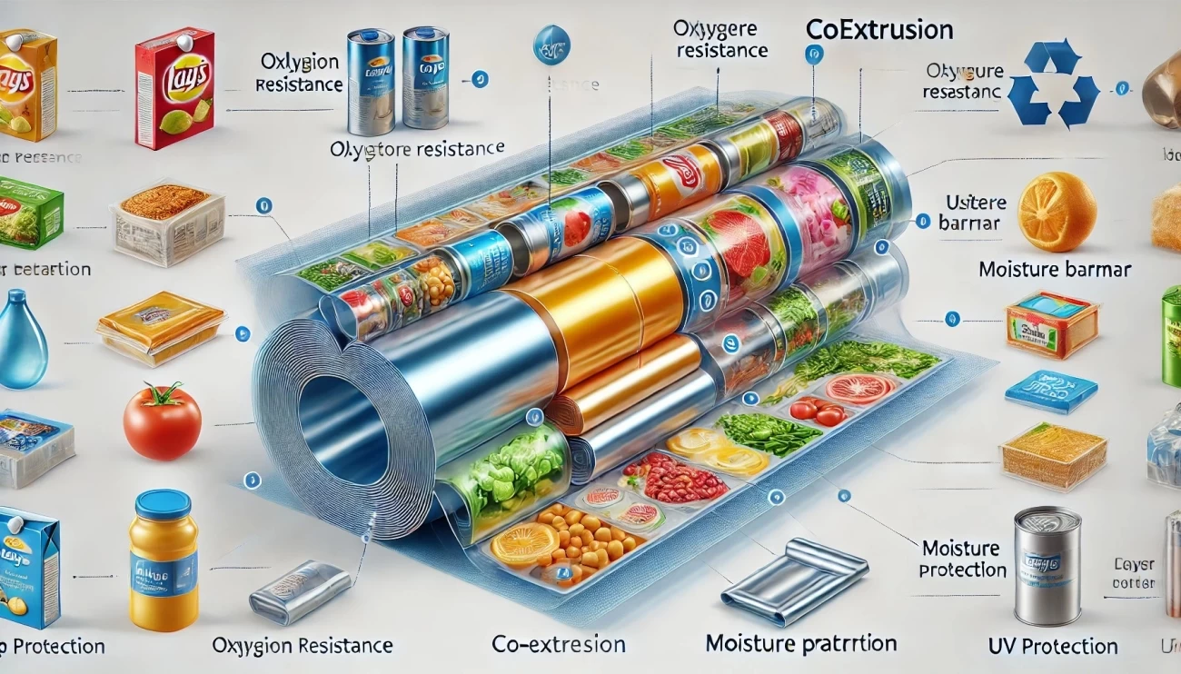  как соэкструзия позволяет создавать многослойные пленки с защитой от кислорода, влаги и ультрафиолета для оптимальной упаковки продуктов.