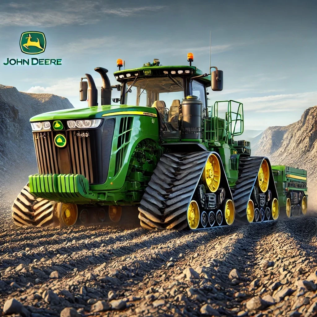 изображение трактора John Deere 9RX в условиях сложных почв.