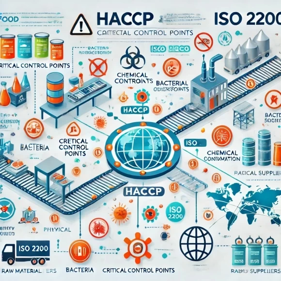 На изображении представлена концепция HACCP и ISO 22000 в контексте безопасности пищевых продуктов.