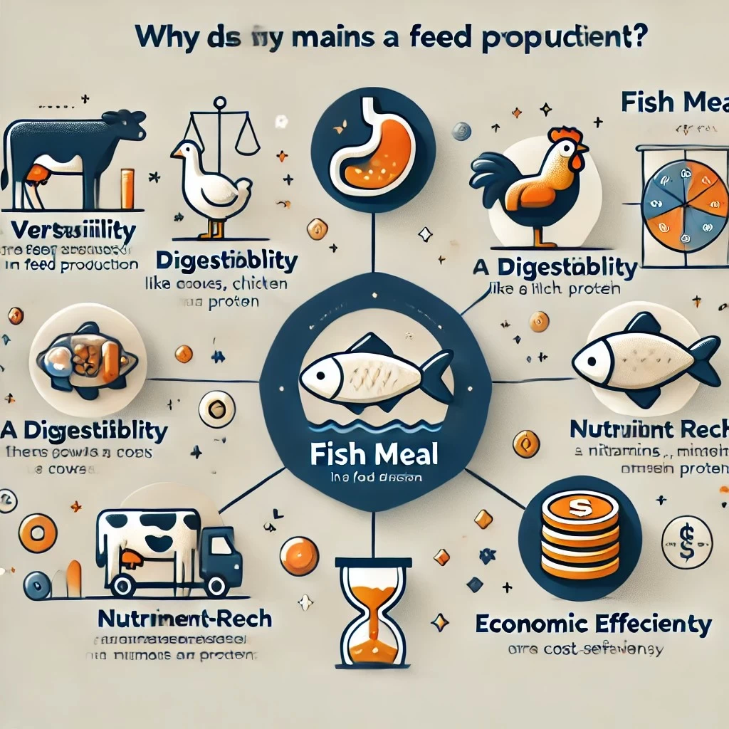 изображение, иллюстрирующее ключевые причины, почему рыбная мука остается важным компонентом в кормопроизводстве