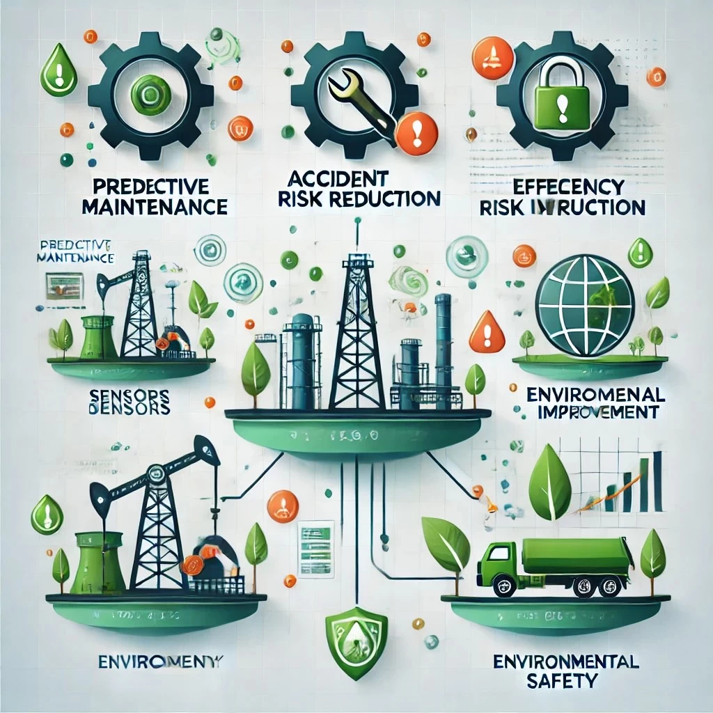 изображение, иллюстрирующее преимущества использования IoT в нефтегазовой отрасли.