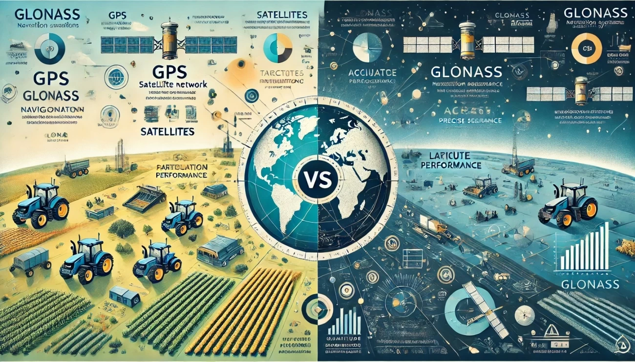 изображение, демонстрирующее сравнение GPS и ГЛОНАСС для сельского хозяйства