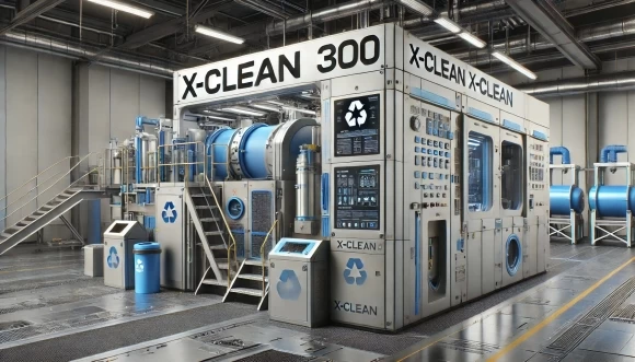 изображение X-Clean 300, демонстрирующее его конструкцию, подходящую для эффективных процессов переработки с такими функциями, как многоступенчатая мойка, автоматическая система удаления грязи и цифровые дисплеи