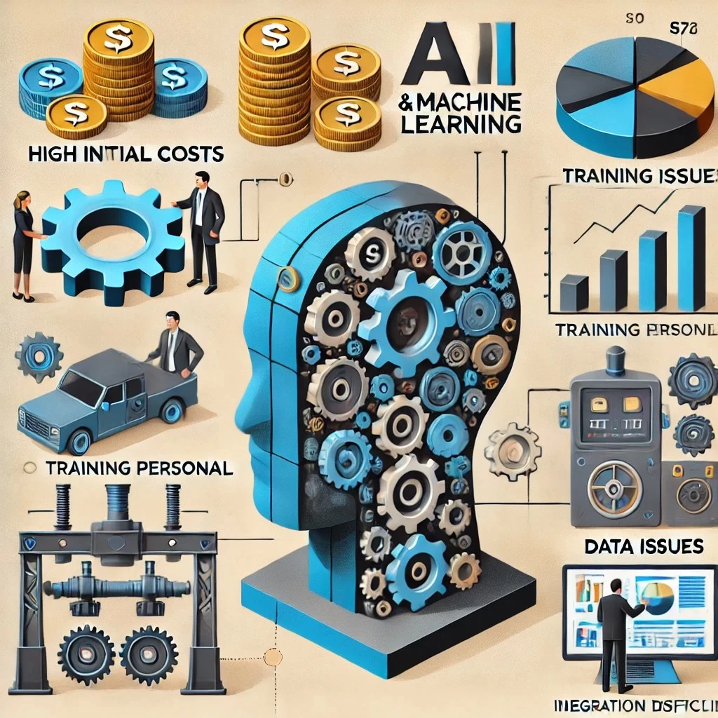 созданное изображение, иллюстрирующее проблемы и вызовы внедрения AI и машинного обучения в металлургию