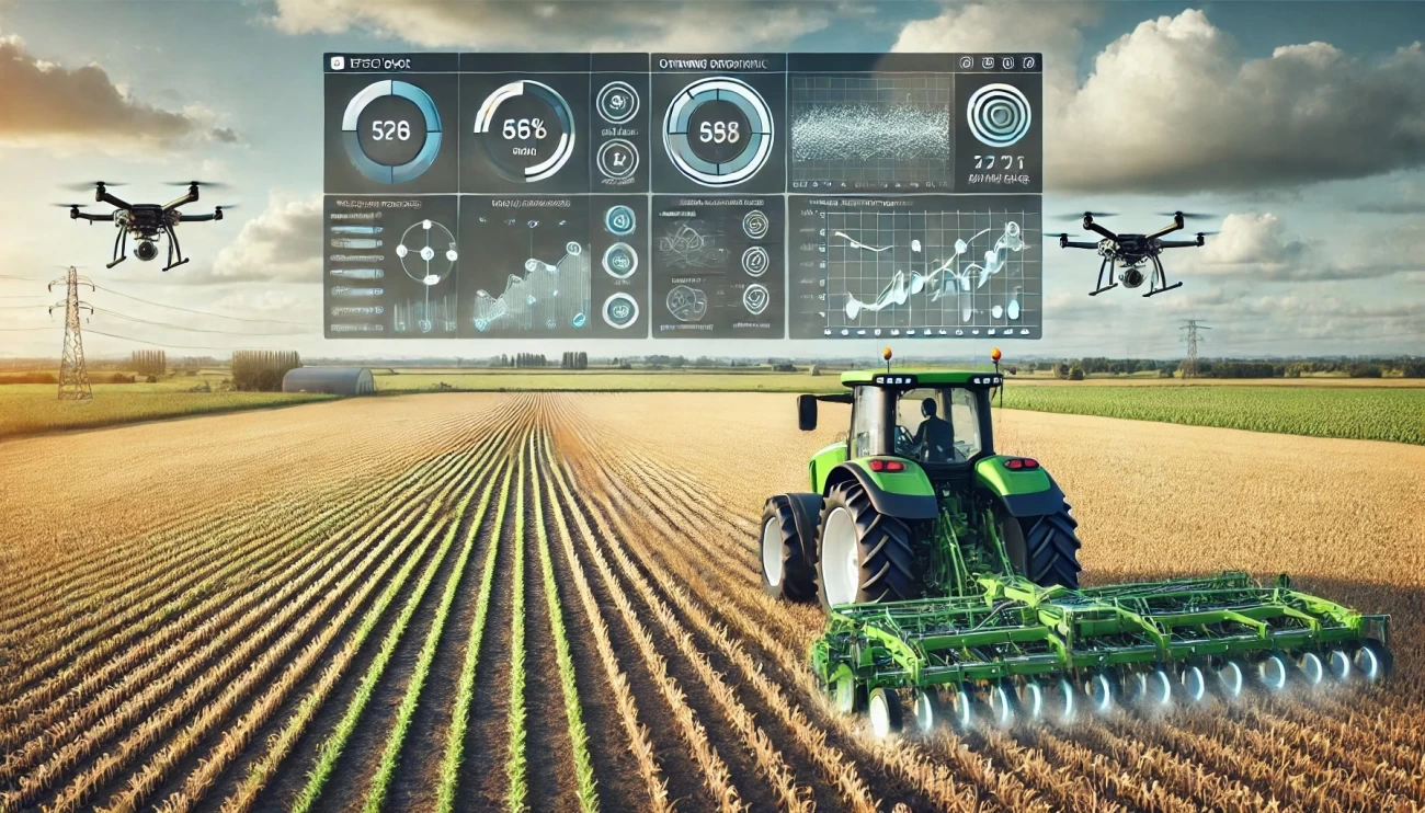 изображение, демонстрирующее современные методы оптимизации полевых операций с использованием высокотехнологичной сельскохозяйственной техники.