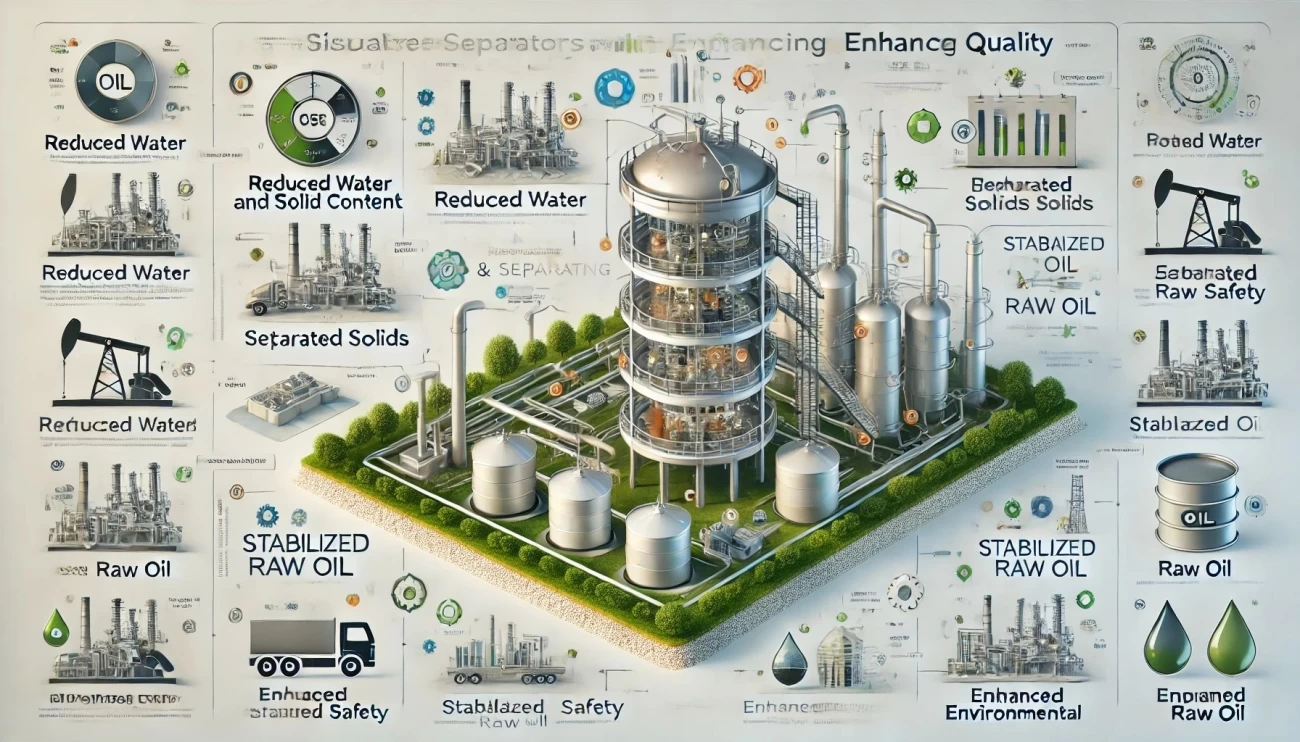 изображение, иллюстрирующее значимость сепараторов для повышения качества нефти.