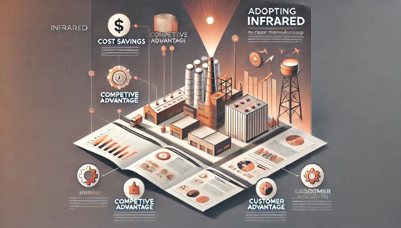 изображение, иллюстрирующее преимущества перехода на инфракрасные технологии для компании и всей отрасли. На нем показаны модернизированные производственные процессы и их влияние на рынок. 