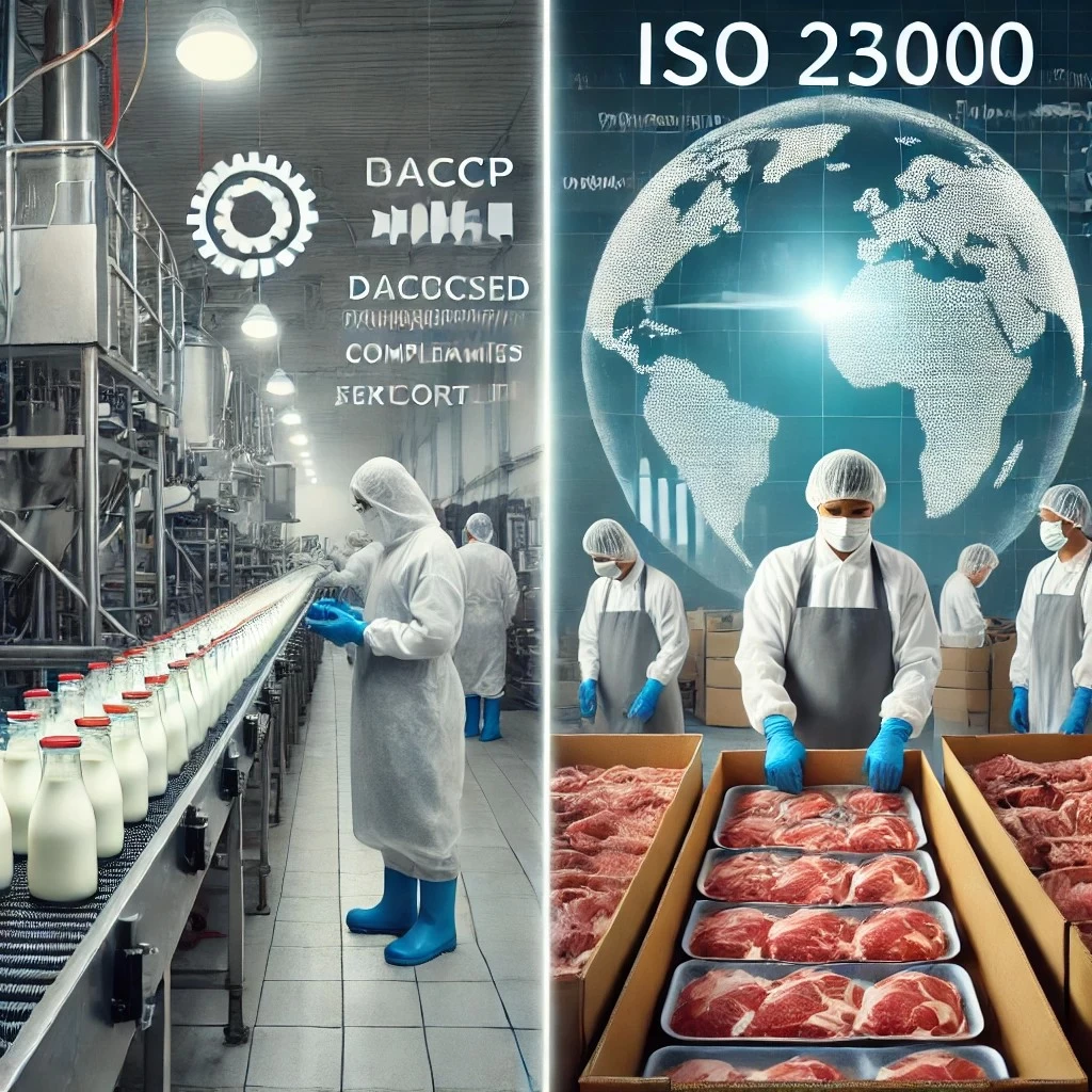 На изображении представлено два примера внедрения систем HACCP и ISO 22000