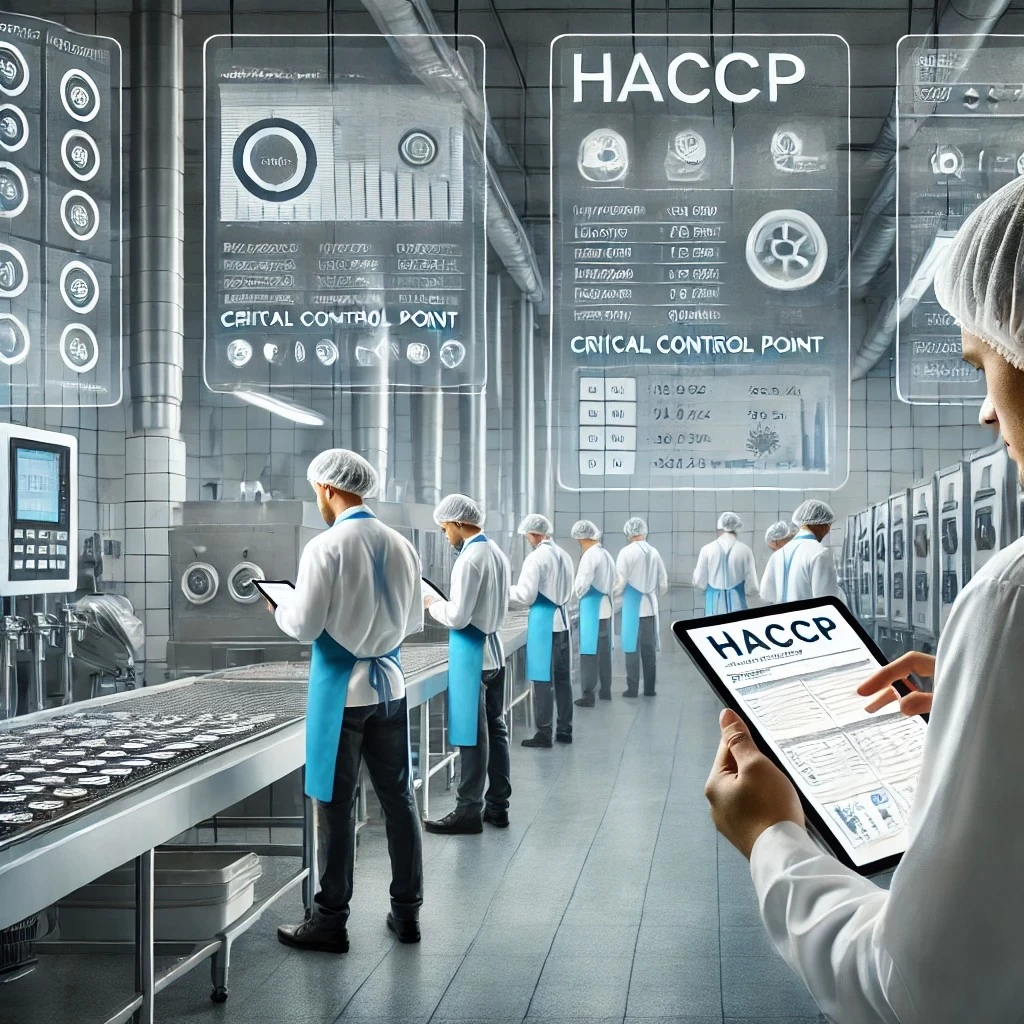 изображение, демонстрирующее систему контроля критических точек (HACCP) на предприятии. 