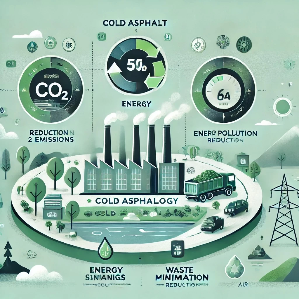 изображение, иллюстрирующее экологические преимущества холодного асфальта.