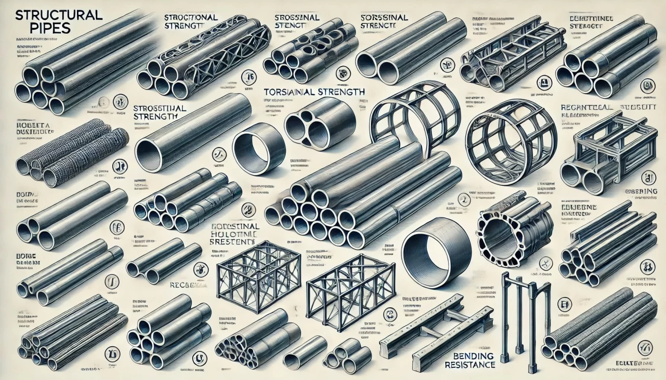различные типы труб, их прочность на кручение и изгиб, а также примеры применения в строительстве