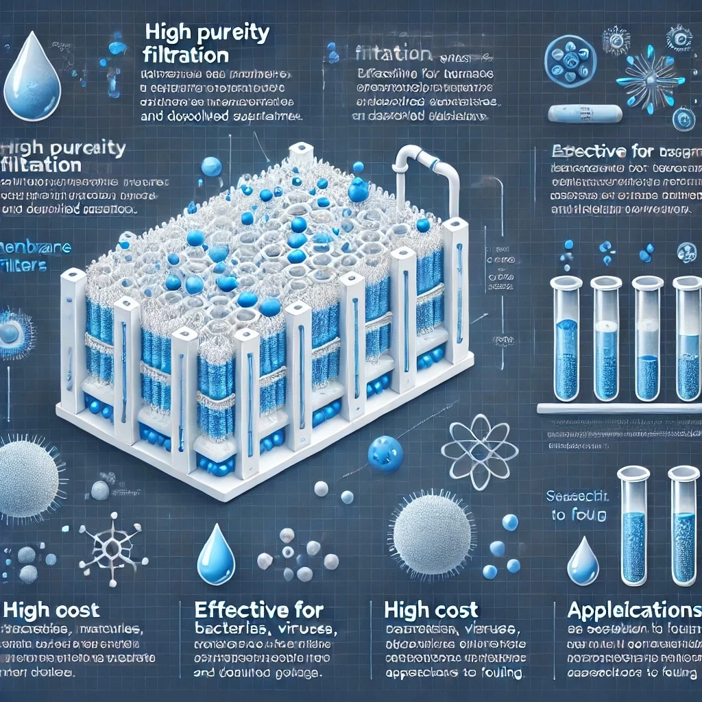 изображение, которое иллюстрирует принцип работы и основные характеристики мембранных фильтров