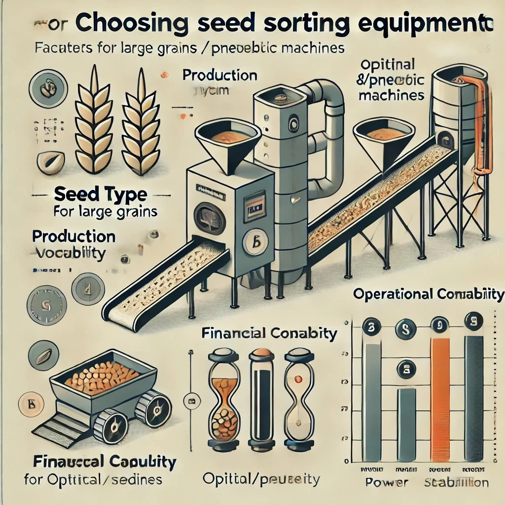 изображение, иллюстрирующее основные факторы выбора оборудования для сортировки семян.