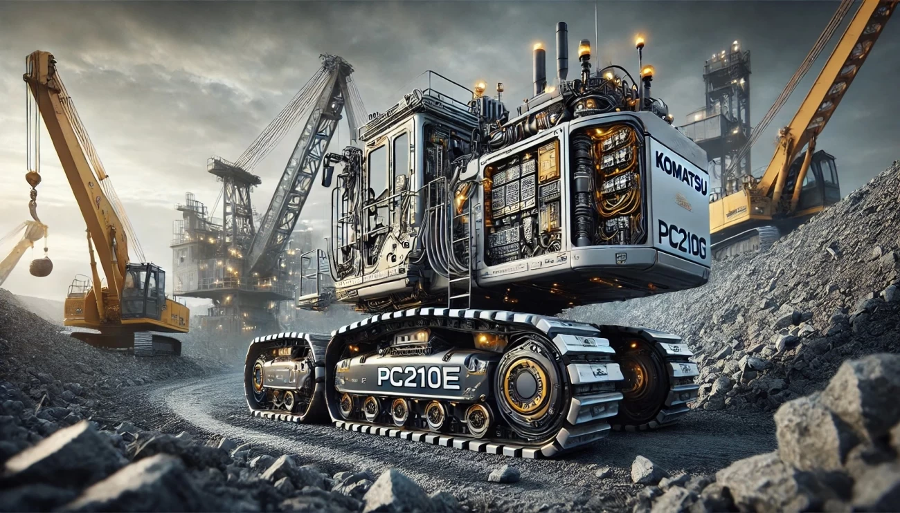 изображение модели Komatsu PC210E, созданное в соответствии с описанием.