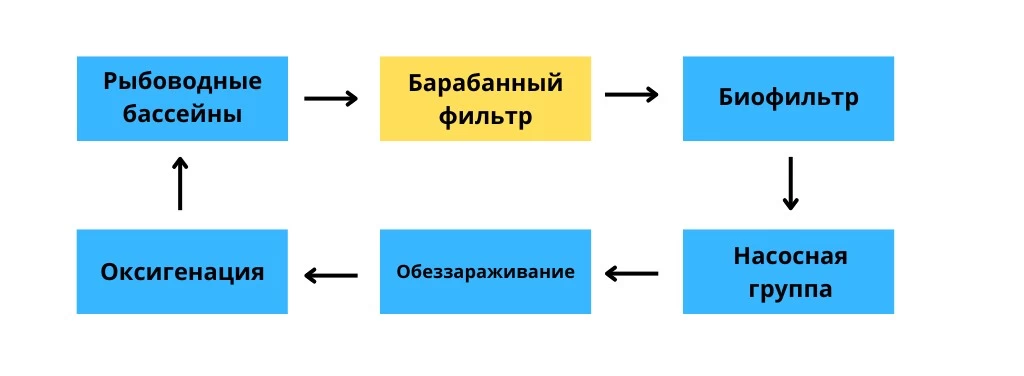 Общая схема работы узлов рыбоводной фермы